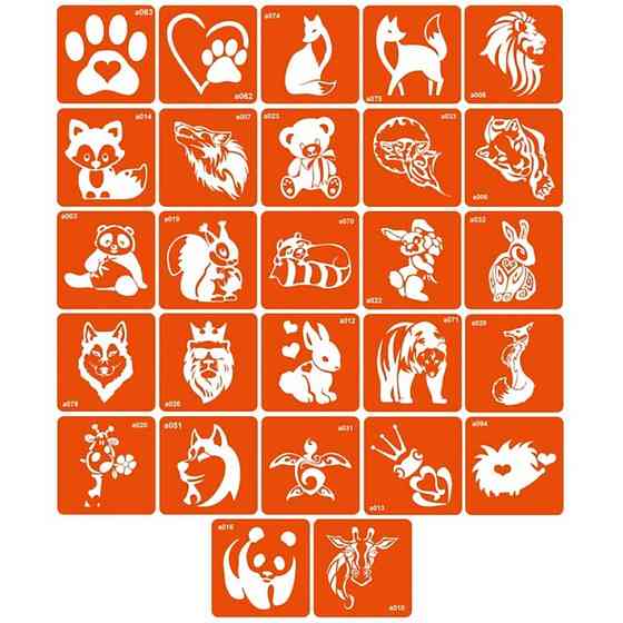 Набір трафаретів для біо-тату "A - тварини" a_simple_5x5_27_1 Вінниця