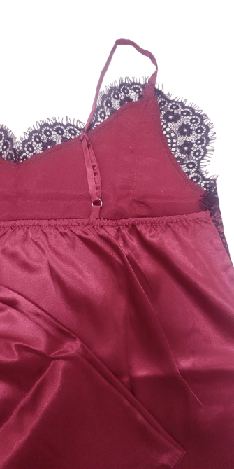 Піжама жіноча атласна з мереживом майка + шорти Бордовий 3XL-4XL Харків - фото 4