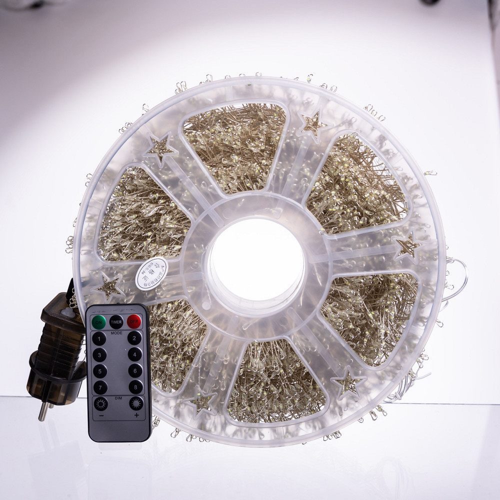 Новорічна гірлянда кімнатна роса Хвойна лапа 50 м 1500 LED зелений провід Біле сяйво D1500L50MGW Київ - фото 7