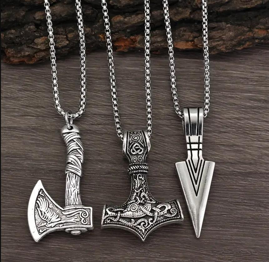 Три підвіски вікінгів для чоловіків - вікінгський молот, Сокира "Вовк Фенрір", Наконечник списа, пів Київ - фото 5
