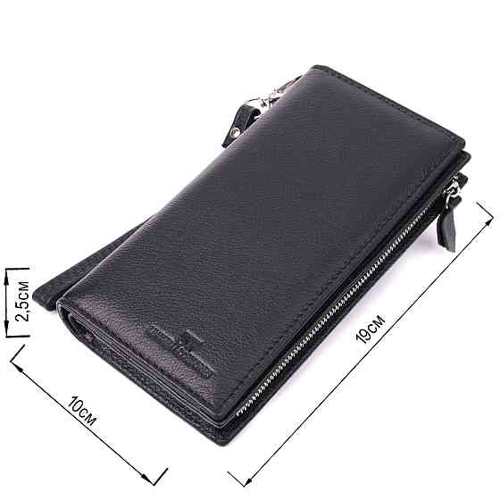 Вертикальный кошелек-клатч унисекс из натуральной кожи ST Leather 22532 Черный Киев