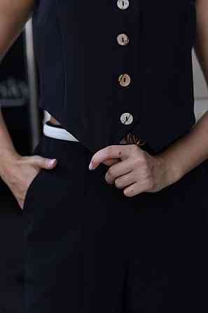 Жіночий костюм двійка жилетка з брюками "Cavin" | Батал | Розпродаж моделі Чорний, 50-52 Київ