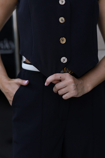 Жіночий костюм двійка жилетка з брюками "Cavin" | Батал | Розпродаж моделі Чорний, 50-52 Київ - фото 2