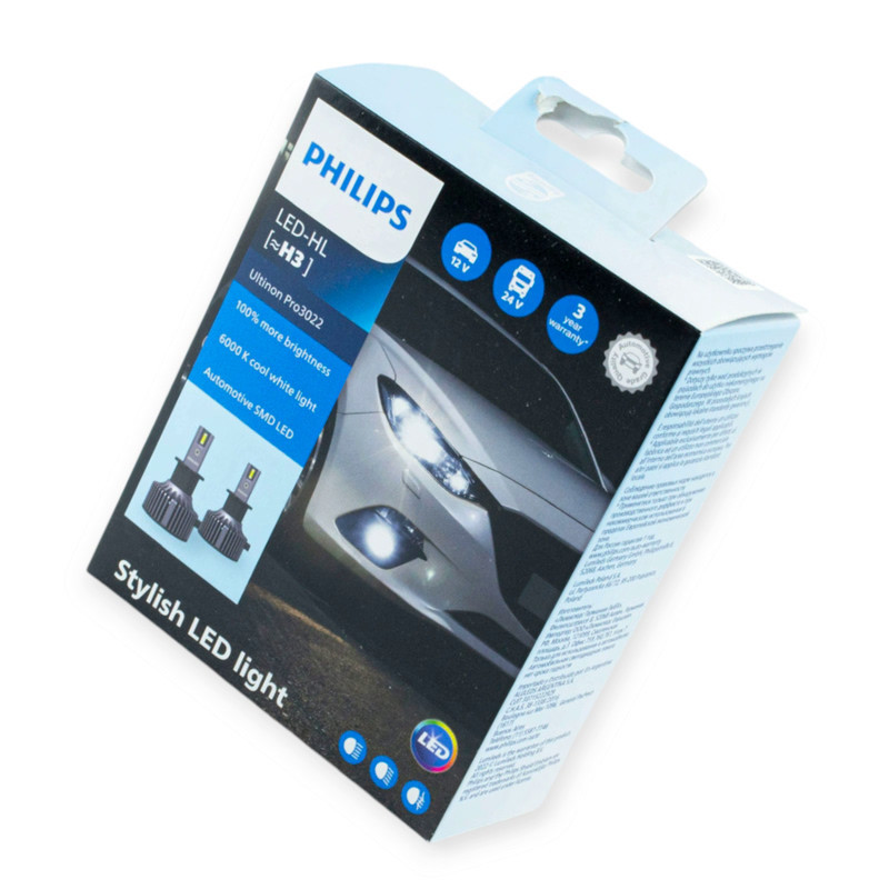 Автолампа H3 12V-24V Ultinon PRO3022 6000K 100% PHILIPS радіатор та вентилятор LED Мукачево - фото 1