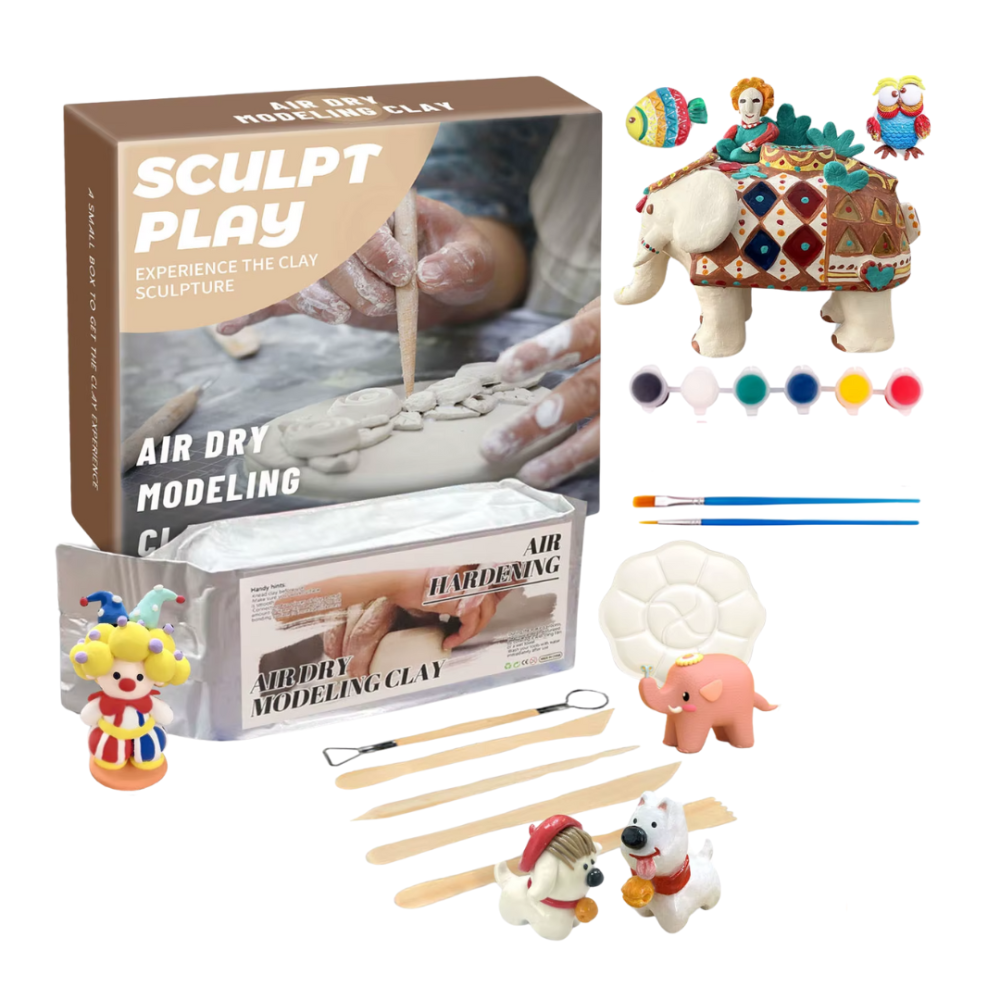 Комплект для ліплення з м'якої глини з інструментами та фарбами, дитячий набір для творчості та виробів Кам'янець-Подільський - фото 1