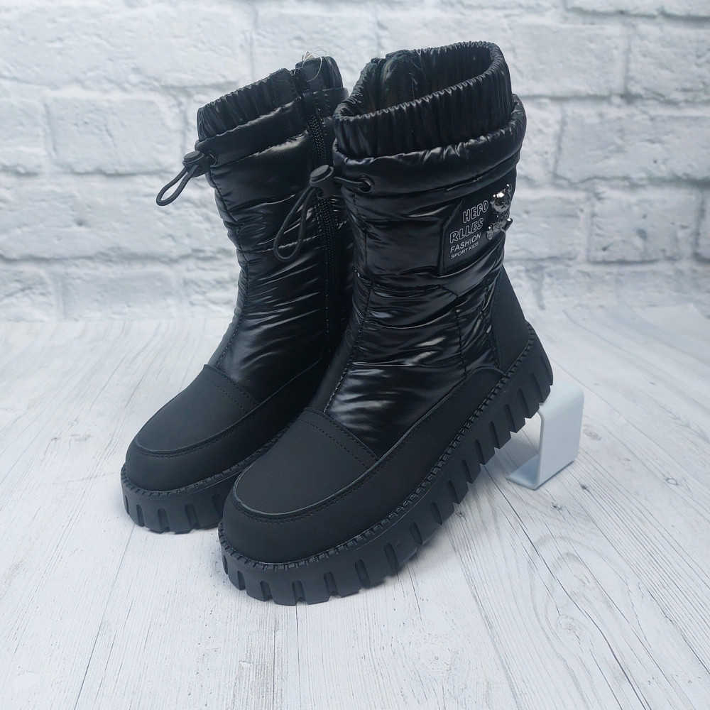 Детские зимние дутики термо черные для девочек  34,35 Николаев - изображение 4