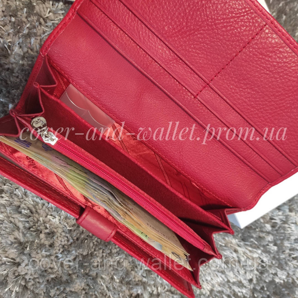 Червоний шкіряний жіночий гаманець для купюр і карток Marco Coverna MC 1415-2 Київ - фото 4
