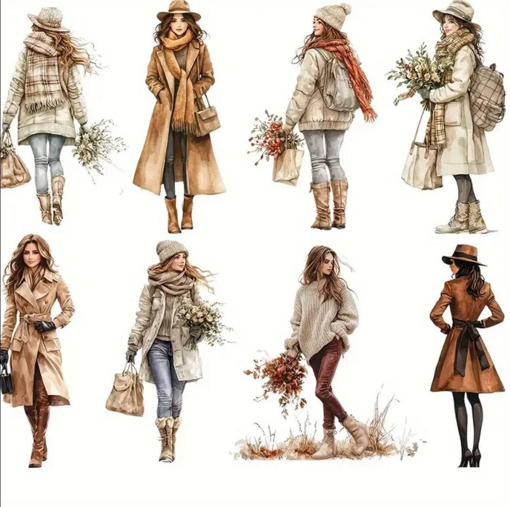 Набір вінтажних стікерів Осінні образи – 12 шт Київ - фото 1