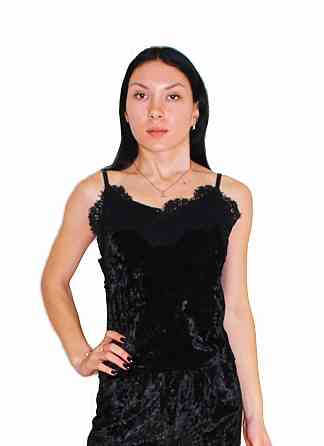 Жіноча піжама майка і шорти з мереживом із мармурового велюру Чорний L Харків