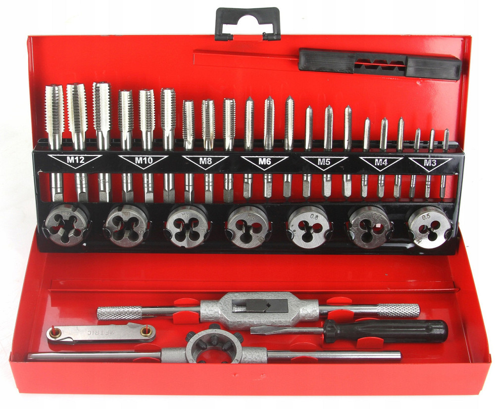 Комплект мітчиків та плашок для нарізки різьблення 32 елементи в ящику Mar-Pol (M55873) Нововолинськ - фото 3