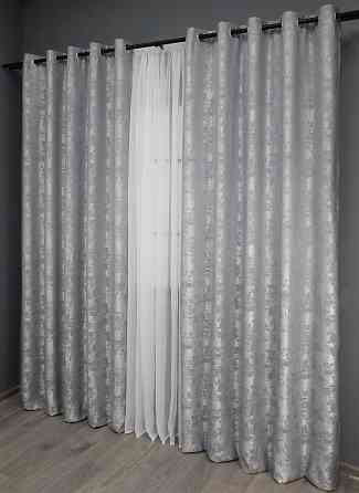 Комплект штор на люверсах VR-Textil Жакард Sultan XO № 1124ш 150х250 см 2 шт Світло-сірий (37-0022) Київ