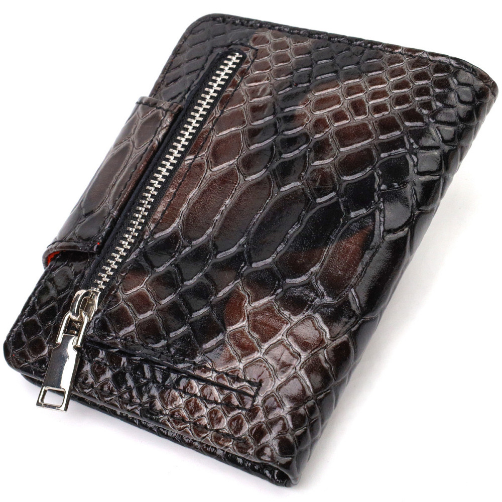 Фактурне жіноче портмоне середнього розміру з натуральної шкіри з тисненням під змію CANPELLINI 21805 Різнокольорове Київ - фото 2