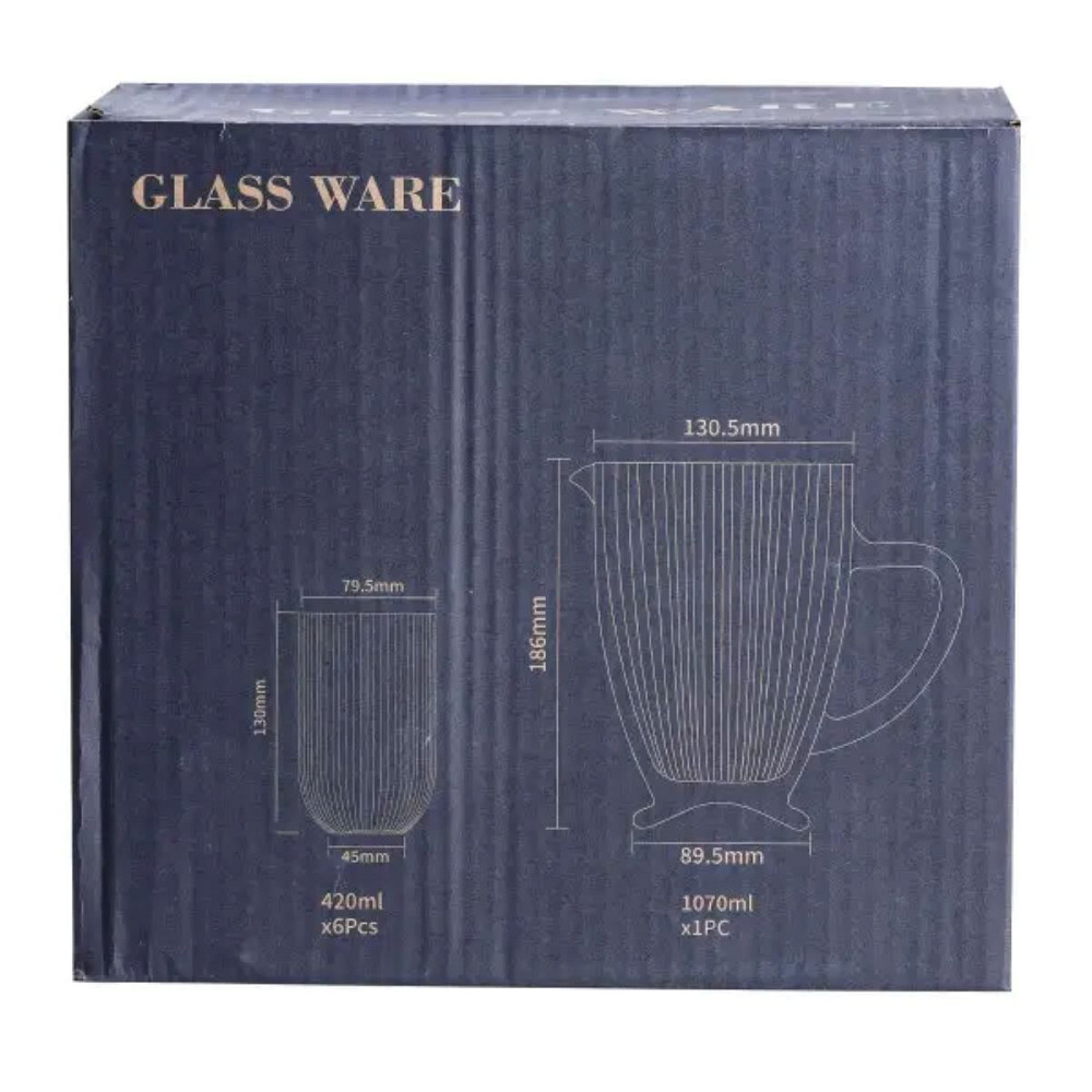 Набір скляний глечик і 6 склянок прозорий HP535 Коломия - фото 4