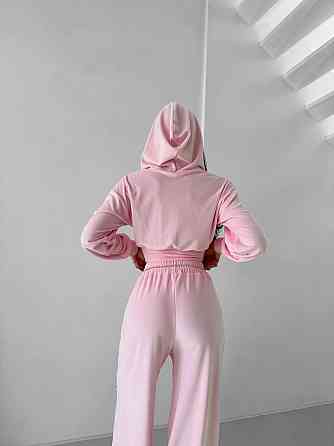 Женский прогулочный костюм двойка: кофта на молнии и брюки из велюра Розовый, 46/48 Одесса