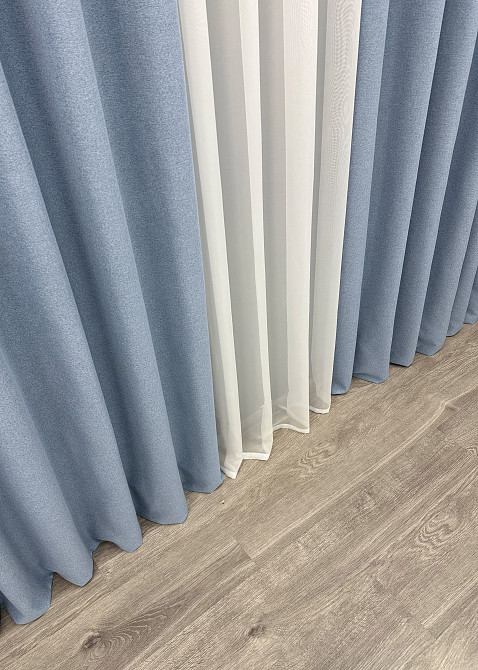 Преміум шторна тканина blackout 100%, двостороння, колекція “ASHEN NIGHT” колір блакитний 1839ш Київ - фото 7