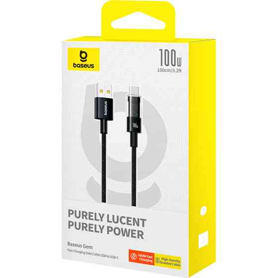 Кабель Baseus Gem Fast-Charging Data Cable USB to USB-C 100W 2m Cluster Black Київ