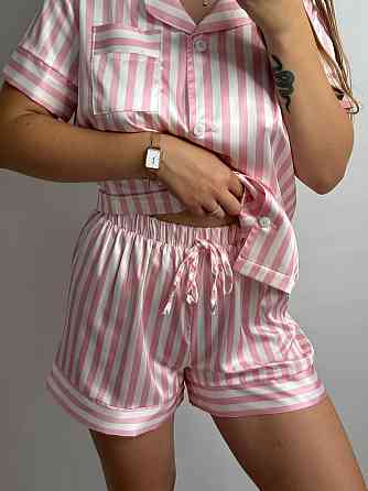 Женская пижама сатиновая Розовый полоска XL-2XL Харьков