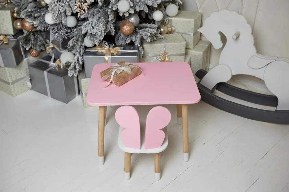 Дитячий прямокутний столик (Рожевий) та стільчик Метелик (Рожевий з білим) Вінниця - фото 7
