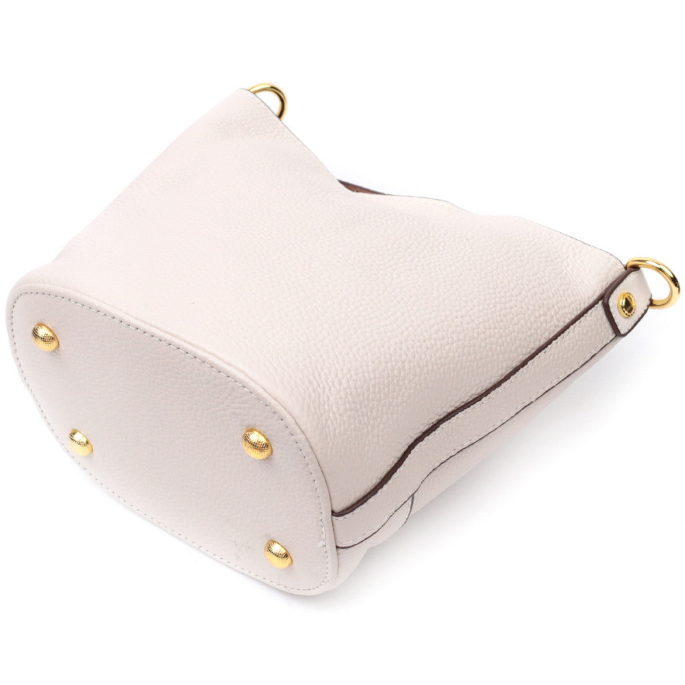 Компактна сумка жіноча з автономною косметичкою всередині з натуральної шкіри Vintage 22365 Біла Київ - фото 5