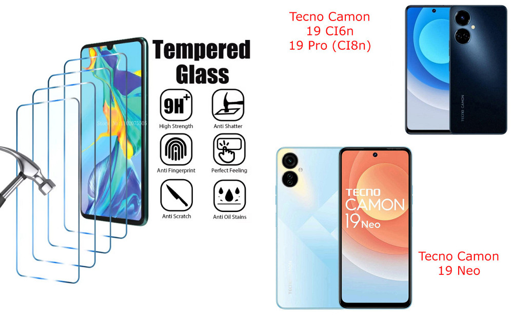 Захисне скло ArmorGlass для Tecno Camon 19, 19 Neo, 19 Pro – стійке до подряпин та ударів Київ - фото 1