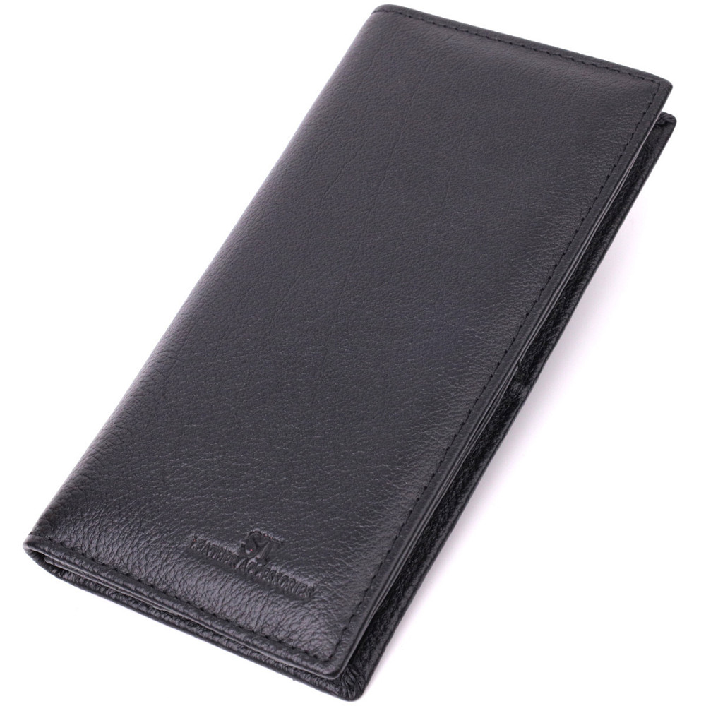 Жіночий вертикальний шкіряний гаманець на магнітах чорний (ST Leather) Київ - фото 19