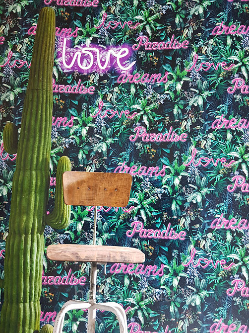 Шпалери флізелінові еко Decoprint Good Vibes 0.53х10 м дитячі молодіжні дерева пальми тропіки написи зелені Київ - фото 1