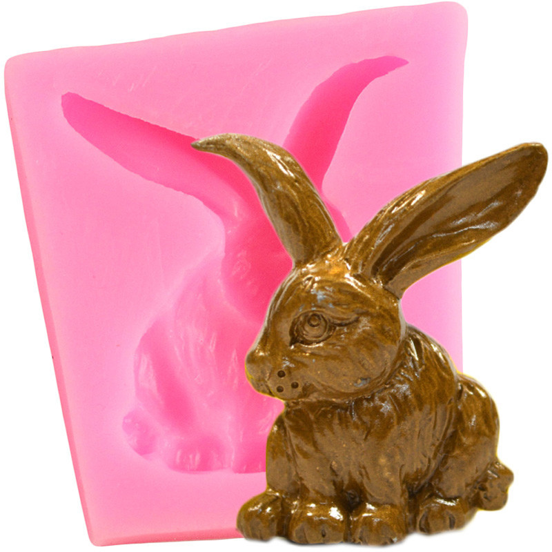 Молд силиконовый Заяц 47 на 39 мм розовый Киев - изображение 1