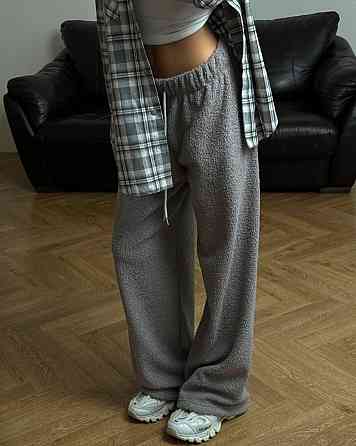 Жіночі стильні теплі штани баранчиків на велюрі. Сірий Одеса