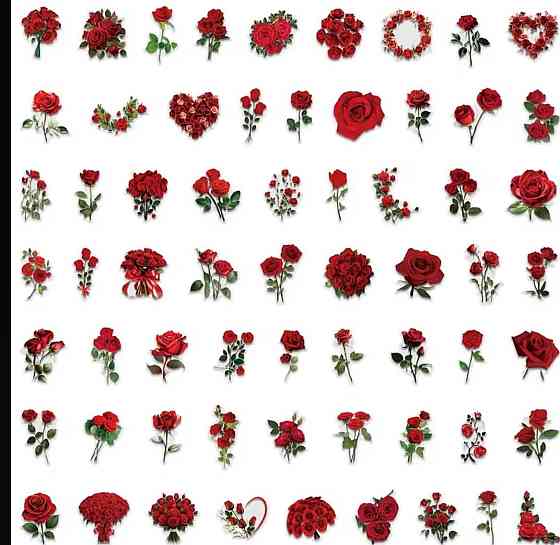 Набор прозрачных наклеек с розами 50 шт – цветочный декор Киев