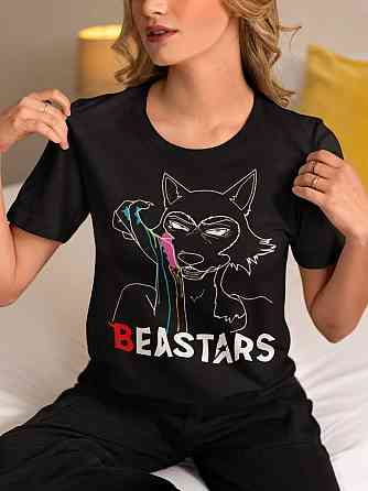 Футболка з аніме принтом Беастарс Легосхі Беастарс Гірл оверсайз (S/M/L) Чорний AnimeJ0343 Дніпро