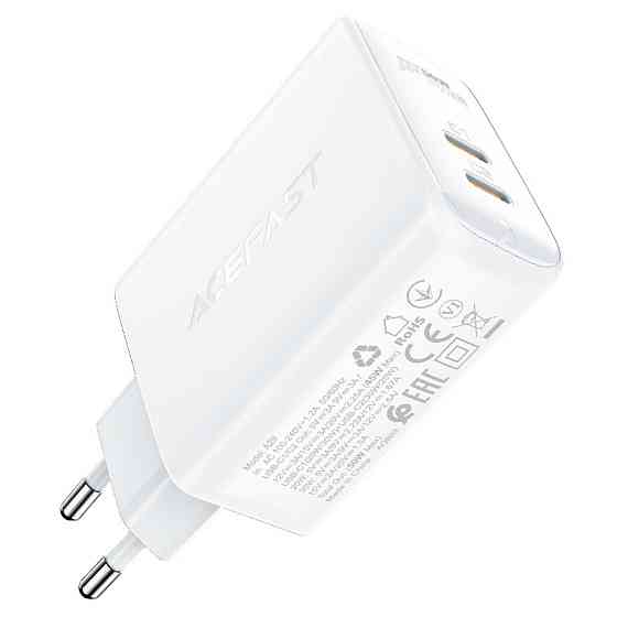 Мережевий зарядний пристрій ACEFAST A29 PD50W GaN (USB-C+USB-C) dual port charger White Киев