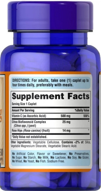 Витамин С Puritan's Pride Vitamin C 500 mg with Bioflavonoids and Rose Hips 100 Caps Киев - изображение 2