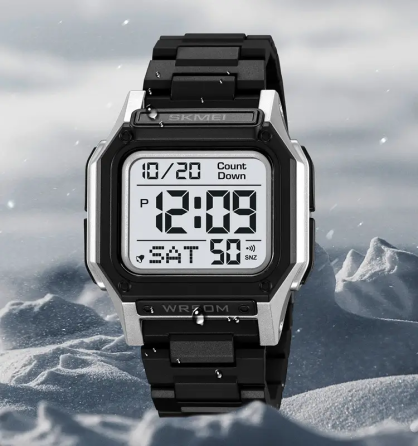 Часы мужские спортивные наручные Skmei 2264 Ч/б с серебристым корпусом Киев