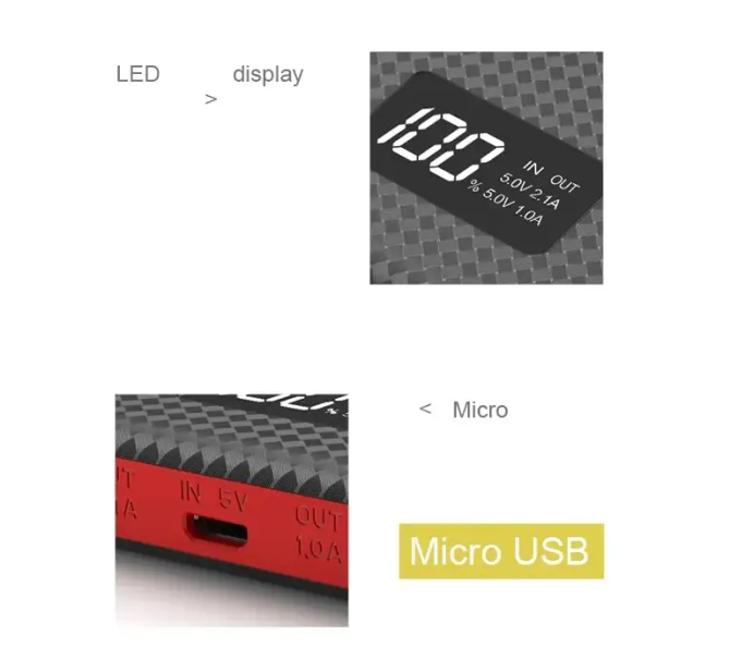 Портативный внешний аккумулятор Pineng PN-963 10000 mAh Power Bank Черный Винница - изображение 7