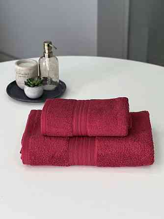 Комплект полотенец с бордюром Ideal Textile 2 шт (50х90+70х140 см) 500 г/м2 (56860401) Бордовий Черновцы