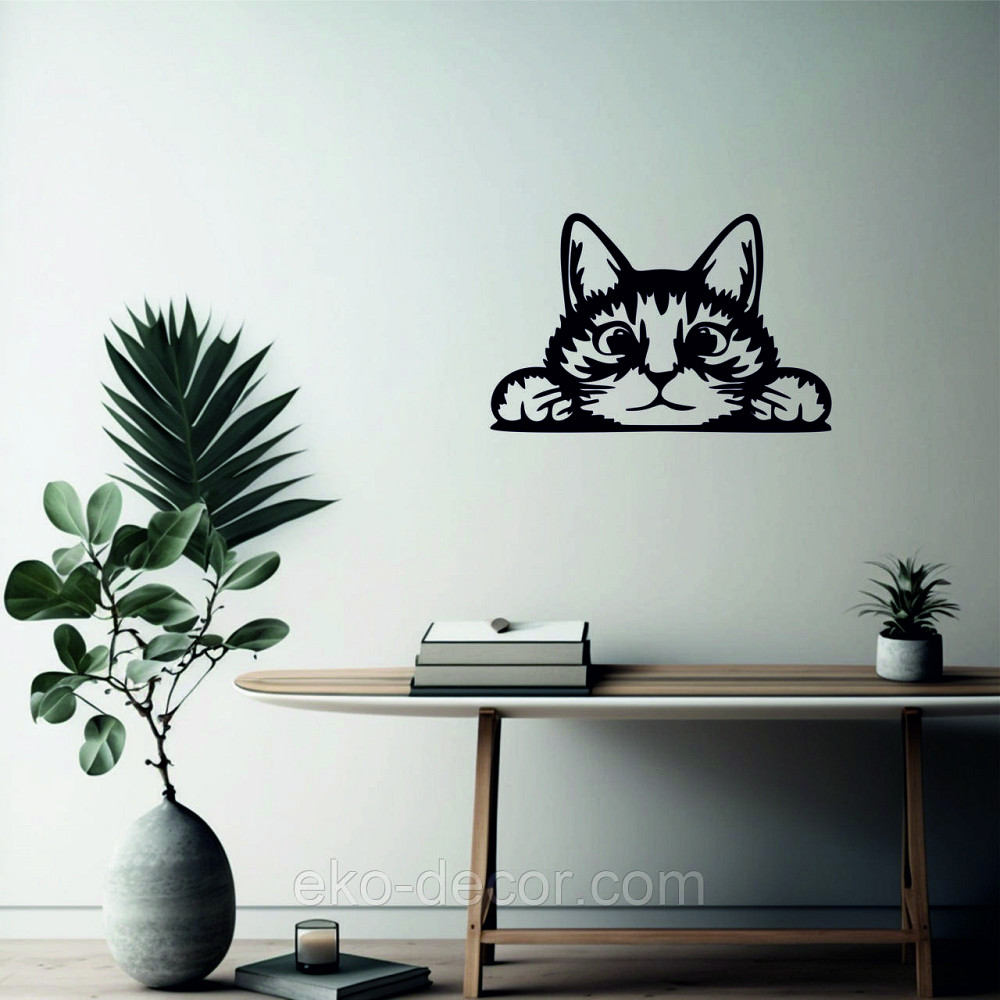 Декоративное настенное 3D Панно «Кот» Декор на стену с объемом (цена за 1 шт) 50*32 см, Черный Киев - изображение 3