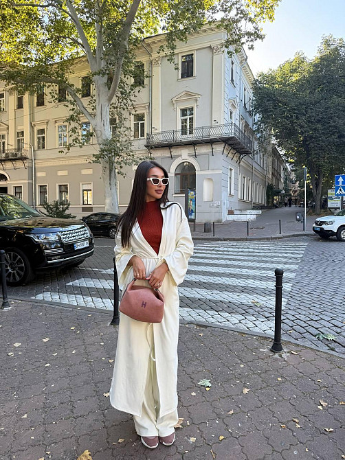 Жіночий базовий теплий костюм двійка: кардиган і штани палацо турецький кашеміровий термотрикотаж Молочний Одеса - фото 2