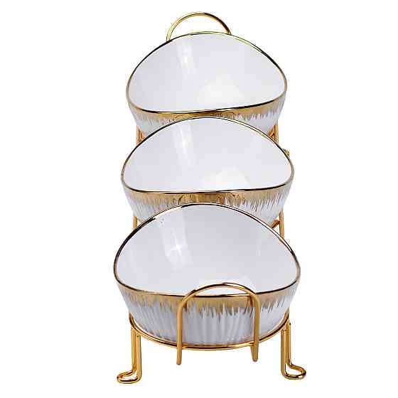 Yiwu Набір менажниць порцелянових на підставці 3 штуки Киев