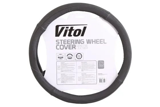 Оплетка на кермо шкіра L без запаху Vitol Lux B-316-BK-L чорний Вінниця