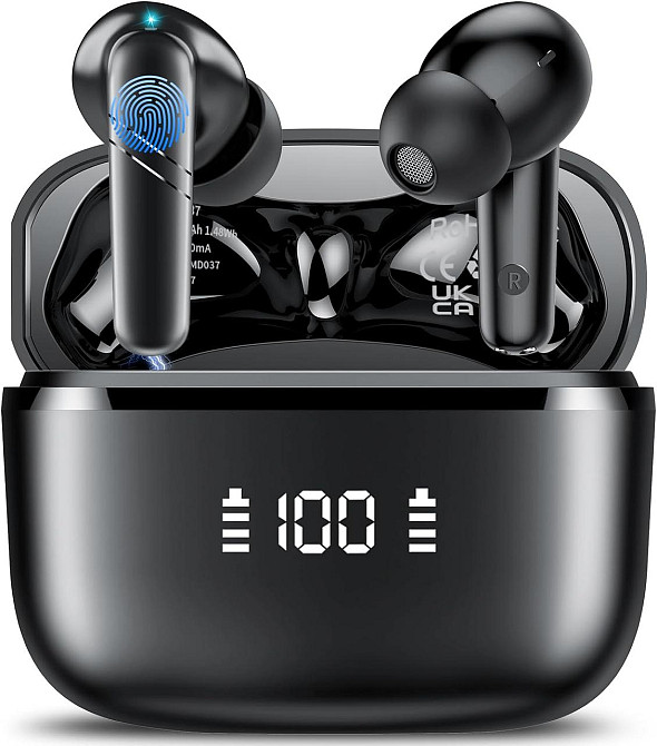 Навушники-перекладач MD037 чорні AI Bluetooth 5.4, 144 мови, 48 год, 4 режими перекладу, ENC, сенсорні, бездротові Київ - фото 1