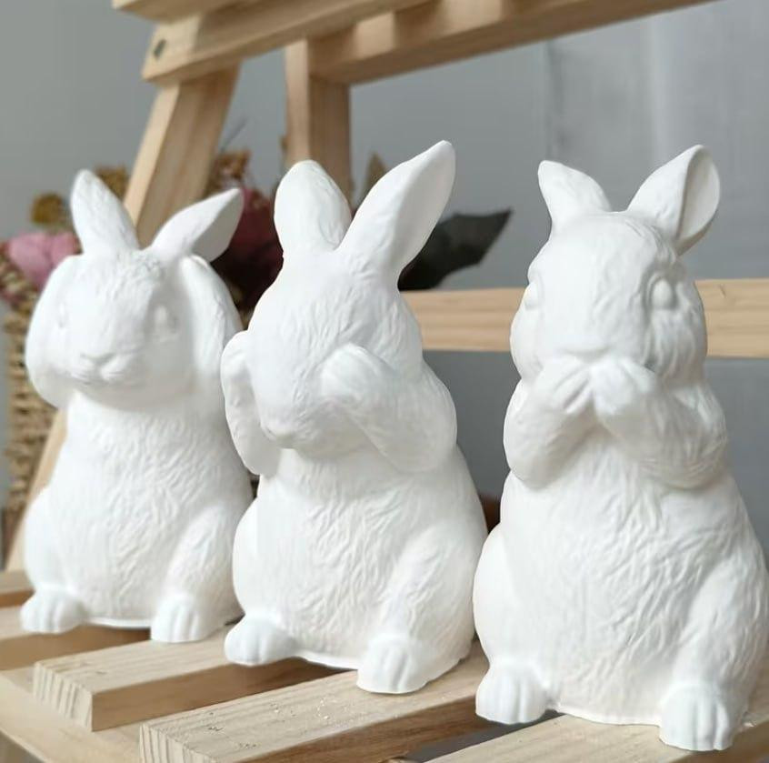 Силиконовые формы кролики 3 шт для гипса, свечей и эпоксидной смолы, форма зайчик Киев - изображение 1
