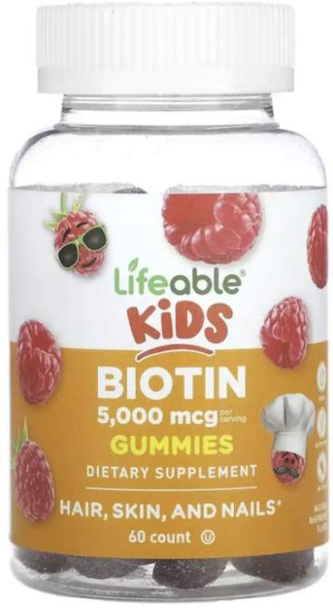 Биотин для детей Lifeable Biotin 5,000 mcg Kids 60 жев таб малина Киев - изображение 1