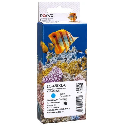 Картридж Barva Canon CLI-451C XL (6473B001) 665 ст, cyan (IC-451XL-C) Вінниця - фото 1