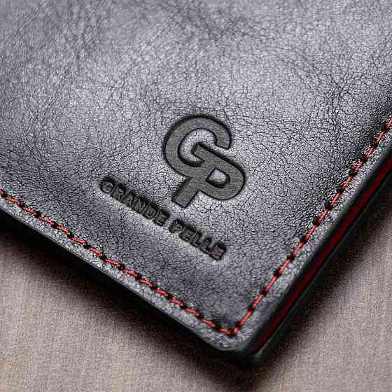 Шкіряний стильний затиск для грошей унісекс GRANDE PELLE 11541 Чорний Київ