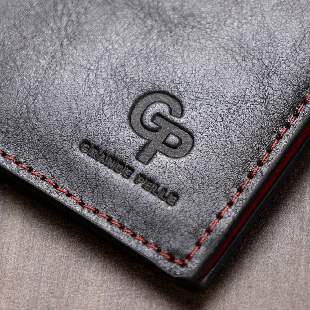 Шкіряний стильний затиск для грошей унісекс GRANDE PELLE 11541 Чорний Київ - фото 2