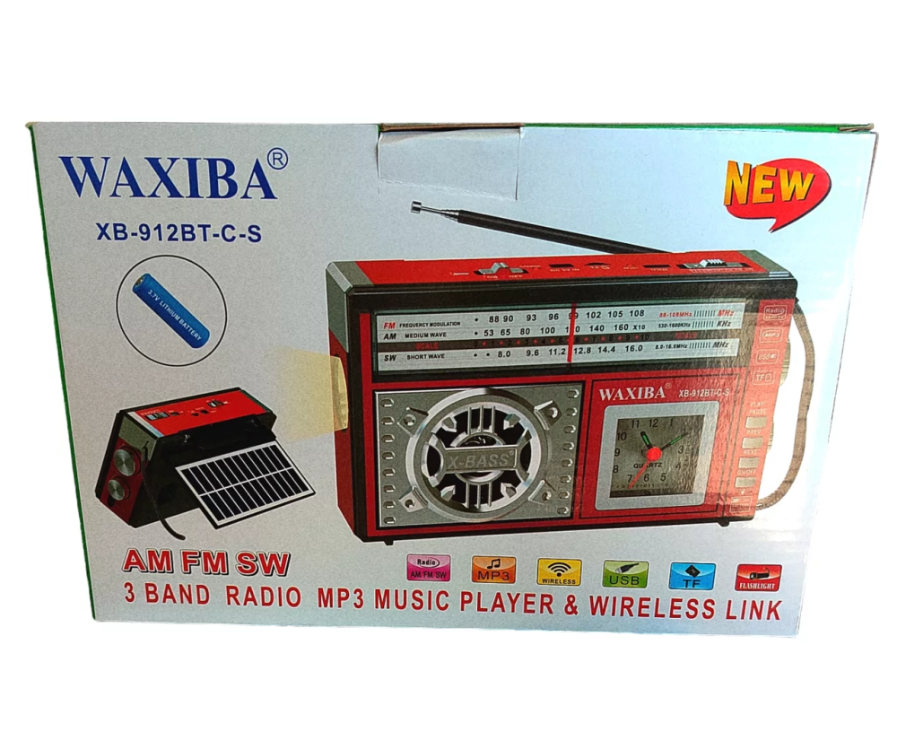 Акумуляторний радіоприймач Waxiba XB-961BT-C-S із сонячною панеллю Вінниця - фото 4