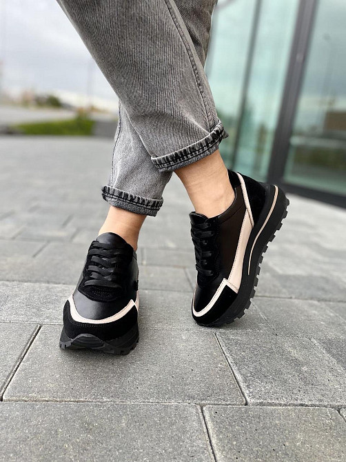 Olli Кросівки жіночі OLLI T-2-Атиа чорні+кофе (весна-осінь, шкіра натуральна) (4870) Коломыя - изображение 3