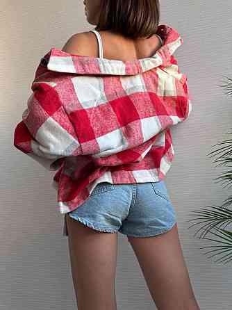 Жіноча тепла оверсайз сорочка у клітинку на гудзиках кашемір Одеса