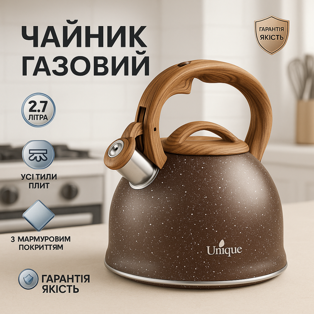 Чайник на плиту для кухни UN-5306, Чайник со свистком с одинарным дном газовый нержавейка XQ-89 Львов - изображение 13