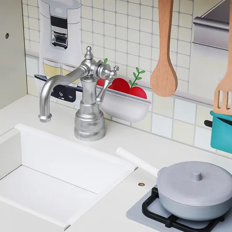 Дитяча інтерактивна ігрова дерев'яна кухня AVKO Ліана з посудом для дітей звукові та світлові ефекти Київ - фото 3